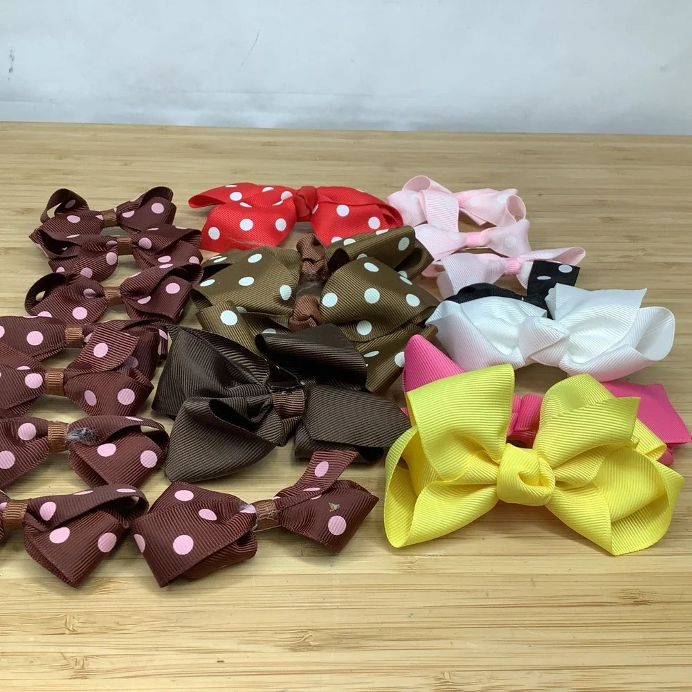 19 Polka Dot Assorted Girl Hair Bows Alligator Clip